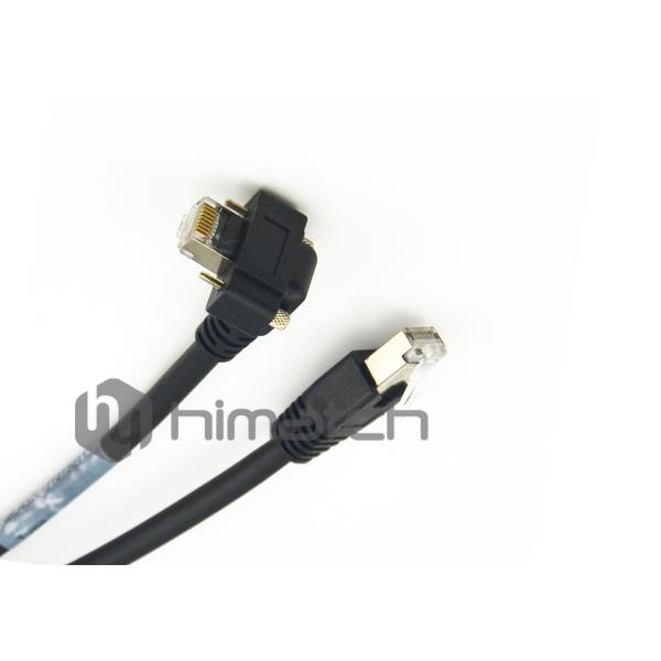 Right Angle Ethernet Cable , Rj45 Network Cable With Screw Lock Molding Cable