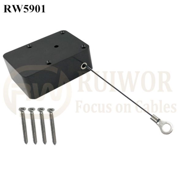 RW5901 Cuboid Heavy Duty Retractable Tether Ratchet Function Optional With Ring Terminal Inner Hole 3mm 4mm 5mm For Option