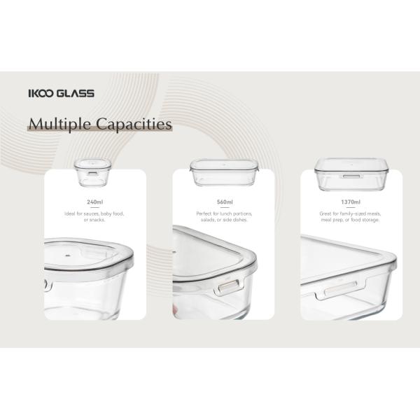 Borosilicate Glass Food Container Set 240ml-1370ml with Simple Lid