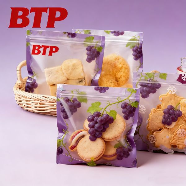 Christmas New Year Food Snack Candy Cookie Moisture Proof Laminated PET/CPP Zipper Plastic Bag with Window Digital Printed
