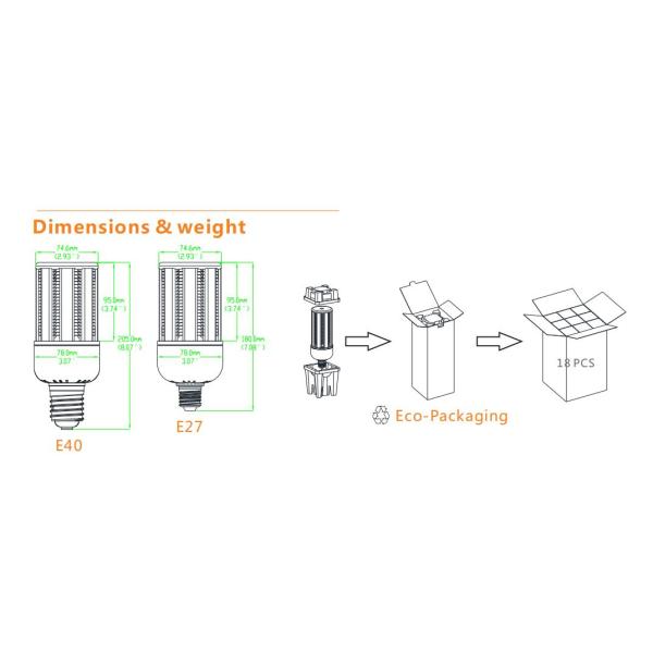 18W Corn Cob LED Light Bulbs 130LM/W 100 - 277V AC Type For Yard Lighting