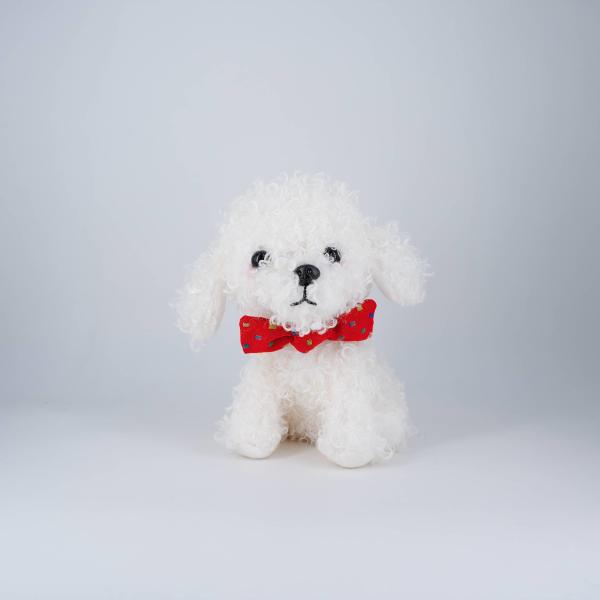 23cm Super Kawaii Simulation Stuffed Toys Adorable Plush Teddy Bear Dog With Bow