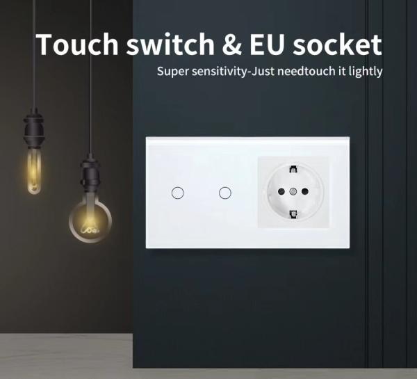 Euro Standard Type 157 2 Gang Touch Switch Socket Combination For Circular