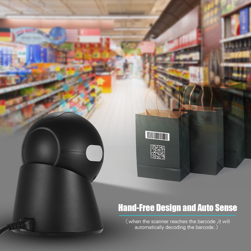 Tabletop Omni Directional Barcode Scanner 2D Qr Code Reader For Supermarket