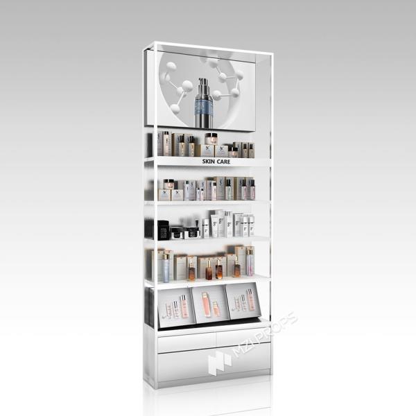 YZoS-U6 60mm Thick Soft Film Light Box Skincare Display Cabinet with Wooden Shelves