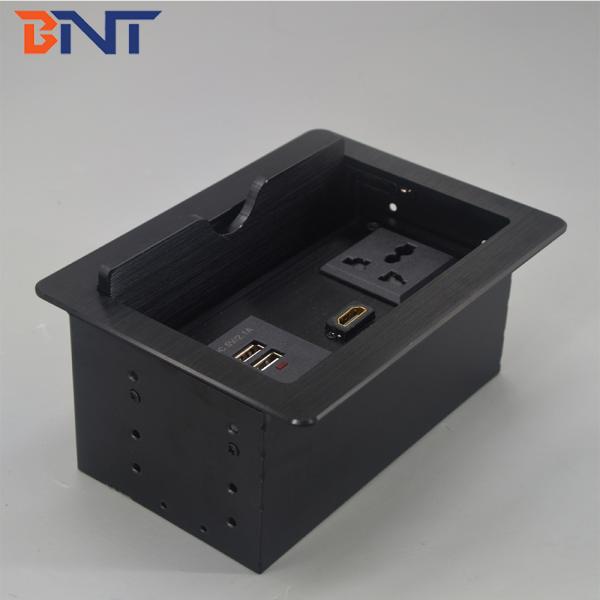 Office room aluminum universal power plug multimedia table socket outlet with slip cover