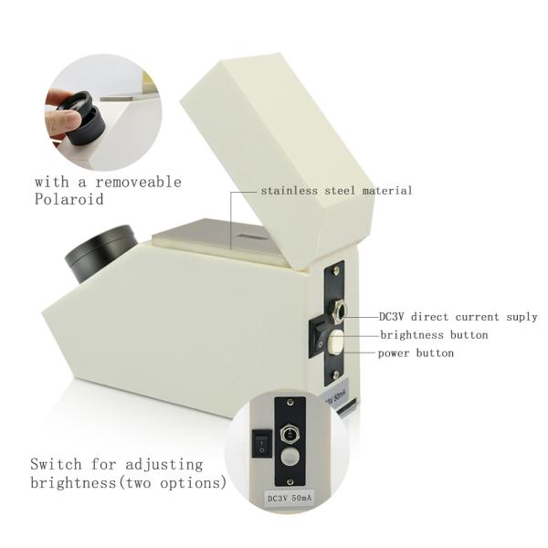 Jewelry Optical Gem Refractometer With Polarizing Lens Stainless steel table