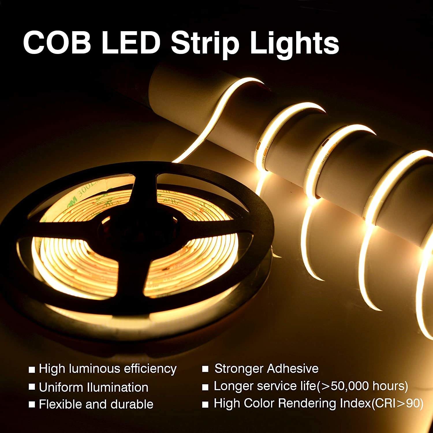 Ra90 DC 480 LED Chips Cob Led Rgb Flexible Led Strip 24v 3000k
