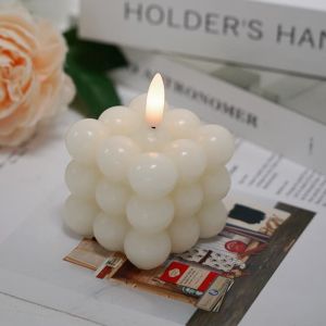 LED Lanterns Paraffin Wax Cube Bubble LED Candle Modern Ambiance