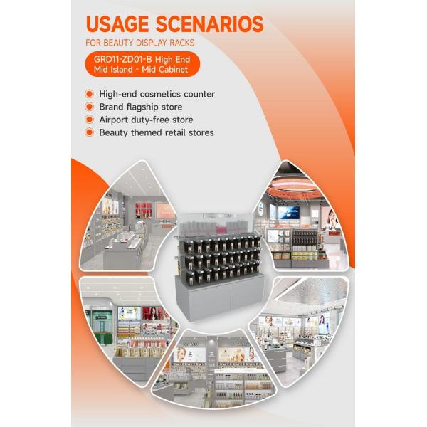 GDR11-ZD01-B Cosmetics Retail Display with LED Light Strips and Gray Glass for Mall Boutiques