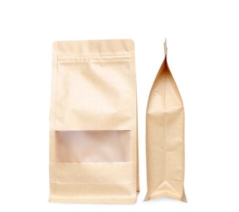 Food Grade Moisture Proof Resealable 1Kg Customized Brown Packaging Paper Flour Bags With Zipper Tear Notch