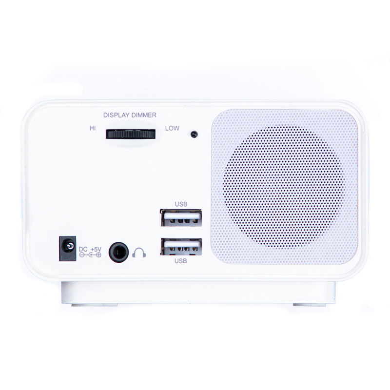 Rechargeable Digital Alarm Clock Radio Portable With Temperature Sensor