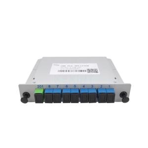 China Fiber Optical LGX PLC Splitter FTTH 1x8 SC UPC Connector Card Type on sale