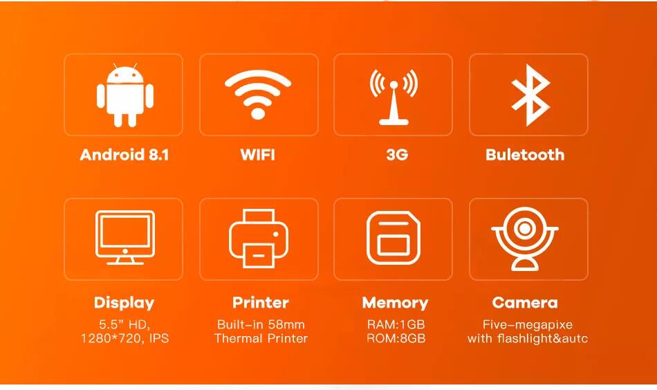 Barway Android Pos Barcode Scanner Mobile Handheld Device 3G/4G Terminal With Touch Screen