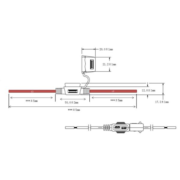 FHAC0002ZXJA 30A 12AWG UL1015 Black Red Wire Universal Inline ATO ATC Auto Blade Fuse Holder