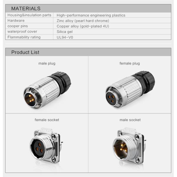 110V electrical Plug Socket Waterproof Connector Power Cord 3 Pin Metal Screw Connector