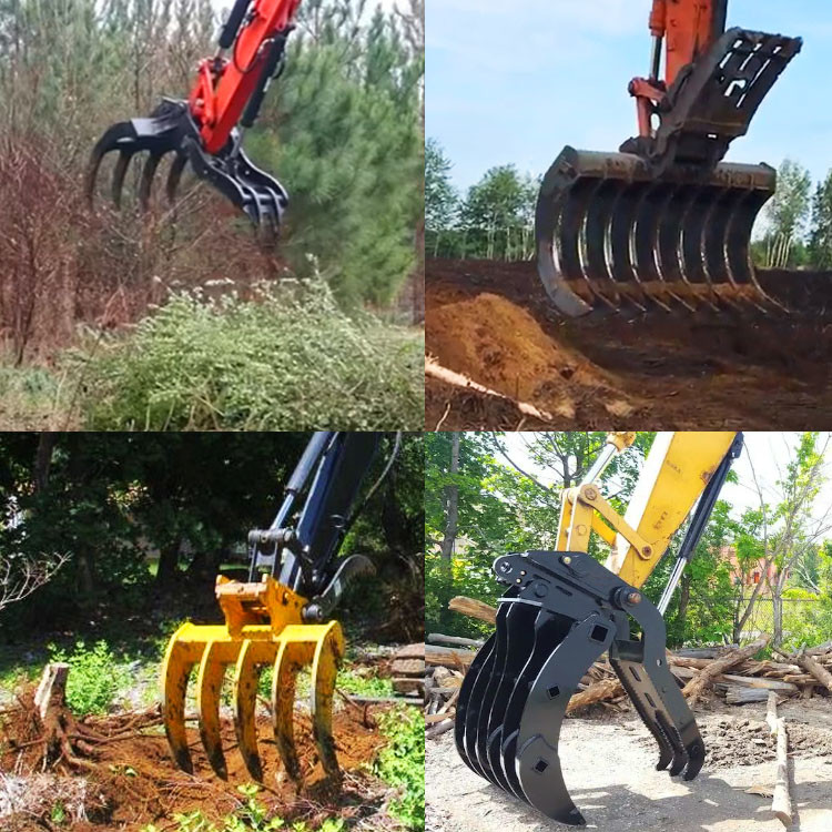 Antiwear Excavator Double Rake Bucket , Hitachi Ex60 Excavator Rake Bucket