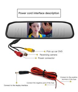 4.3in DC12V 800x480 Vehicle Rear View Mirrors Backup Reverse Camera Kit