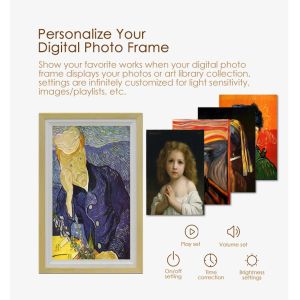 32GB Wooden Smart Digital Photo Frame 21 Inch 3840x2160