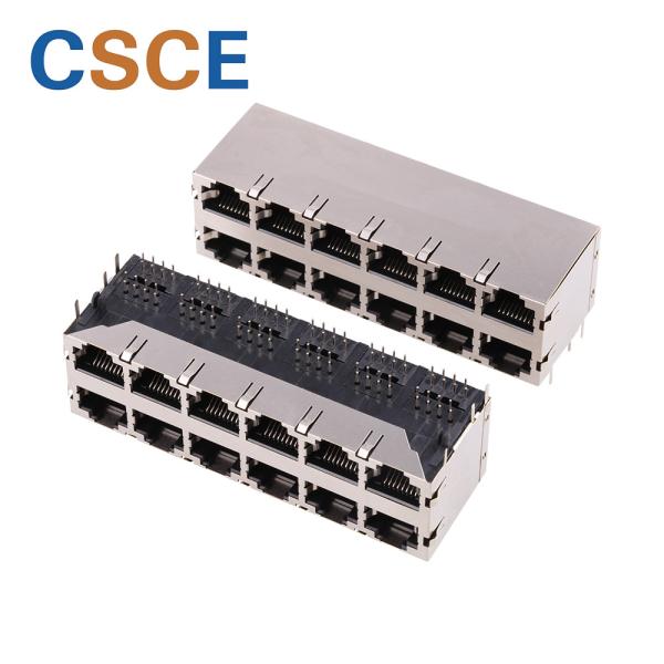 Quality 8 Pin 2 * 6 Stacked RJ45 Connectors PBT Housing Material For Ethernet Switch for sale