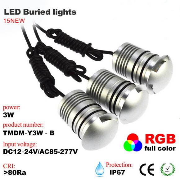Quality Outdoor 3W LED Buried Light RGB full color lawn, ground, park LED spotlight square lamp for sale