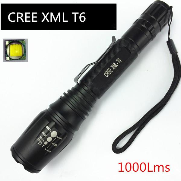Quality 2*18650 Rechargeable CREE XML T6 LED Flashlight 5 Files Powerful Zoom LED Outdoor Lamp Lanterna for sale