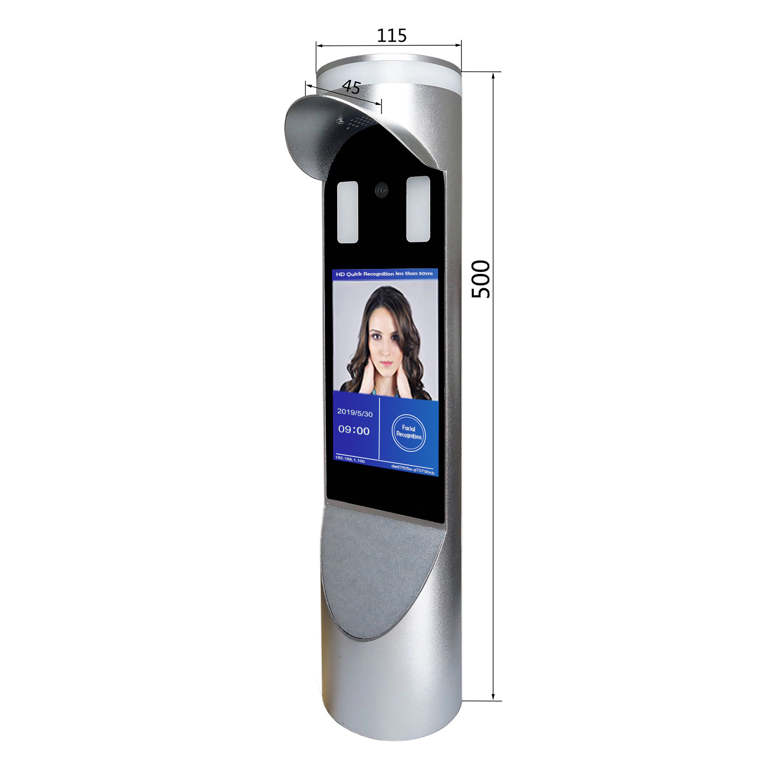 5 Inches DC12V Temperature Detection Face Recognition Terminal