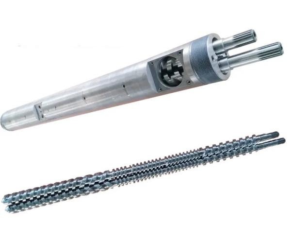 Quality WPC PVC PE Industry / Extruder Bimetallic Nitride Conical Twin Screws And Barrels for sale