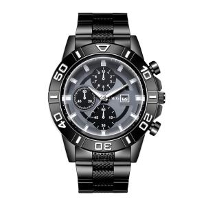China Customized Alloy Quartz Chronograph Watch Stainless Steel Waterproof Quartz Wristwatch on sale