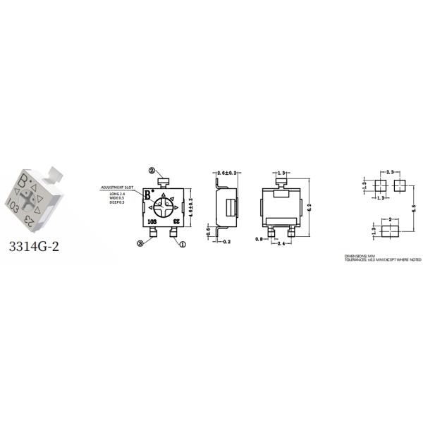 3314G 4mm Singleturn Cermet Sealed SMD Trimmer Potentiometer Adjustable Resistor