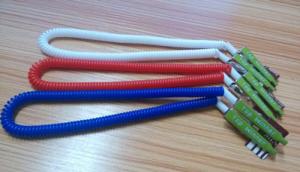 China Non-slip coiled colorful lanyard tethers with stainless steel clip for dental promotion on sale
