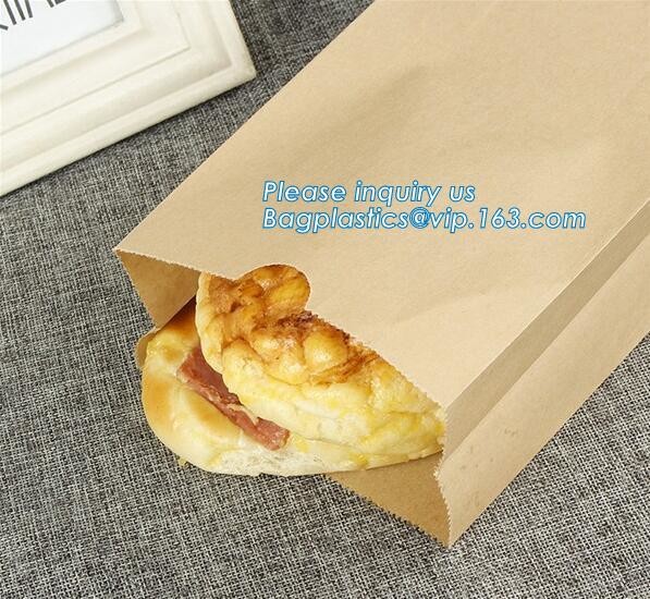 Custom Printing Recycled Brown Kraft Paper Bags,Custom Printed Factory Glassine Paper Bread Small Brown Bag, bagease