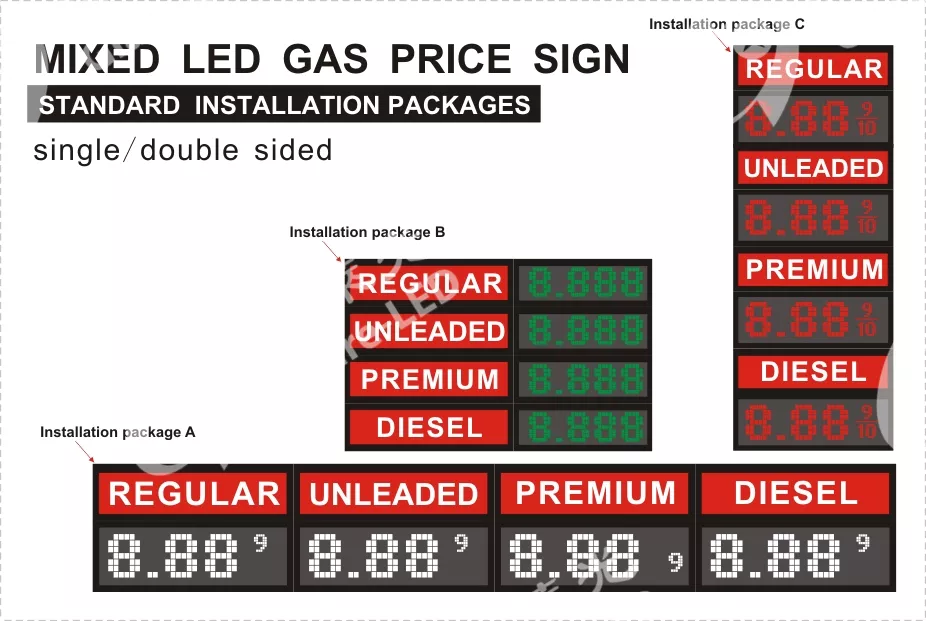60inch Outdoor Red Diesel Led Gas Price Changer Display Station Sign 3g Rf Tcp Ip System