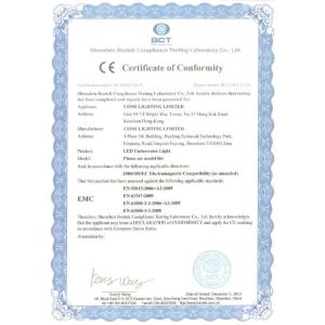 COMI LIGHTING LIMITED Certifications