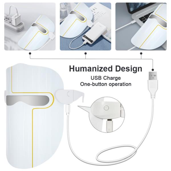 Red Blue Yellow LED Light Therapy Mask 3.7V Skincare Light Mask