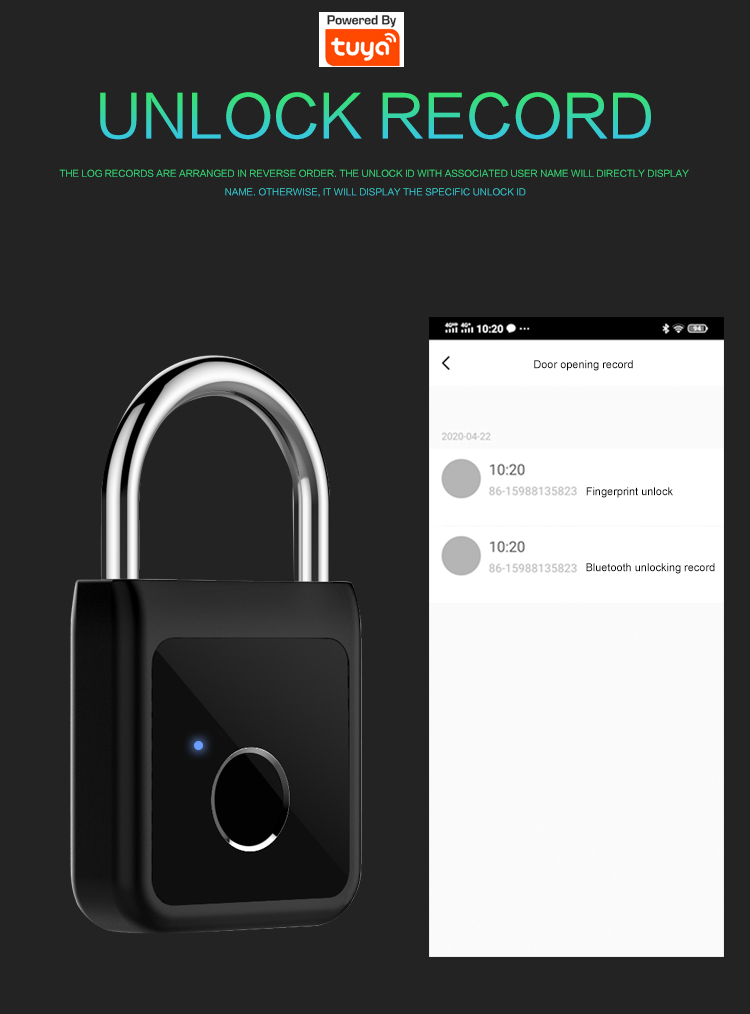 Tuya Smart Keyless Fingerprint Door Lock Phone Control Open Smart Mini