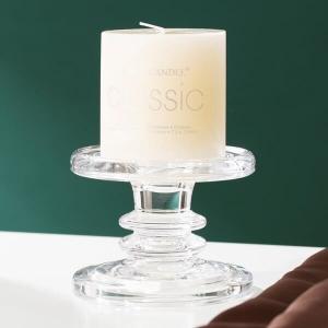 Buy cheap Dinner Crystal Clear Glass Pillar Candle Holders Machine Pressed For Pillar Taper product