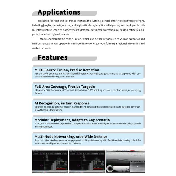 UND-W-U675 Integrated Eo/IR Radar Counter System 360° Panoramic Photoelectric Fast Search Security & Protection for UAV Drone