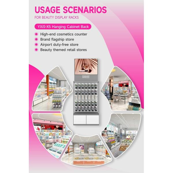 YXiS-X5 Matte White Hooks Skincare Display Cabinet with Adjustable Hanging Rods