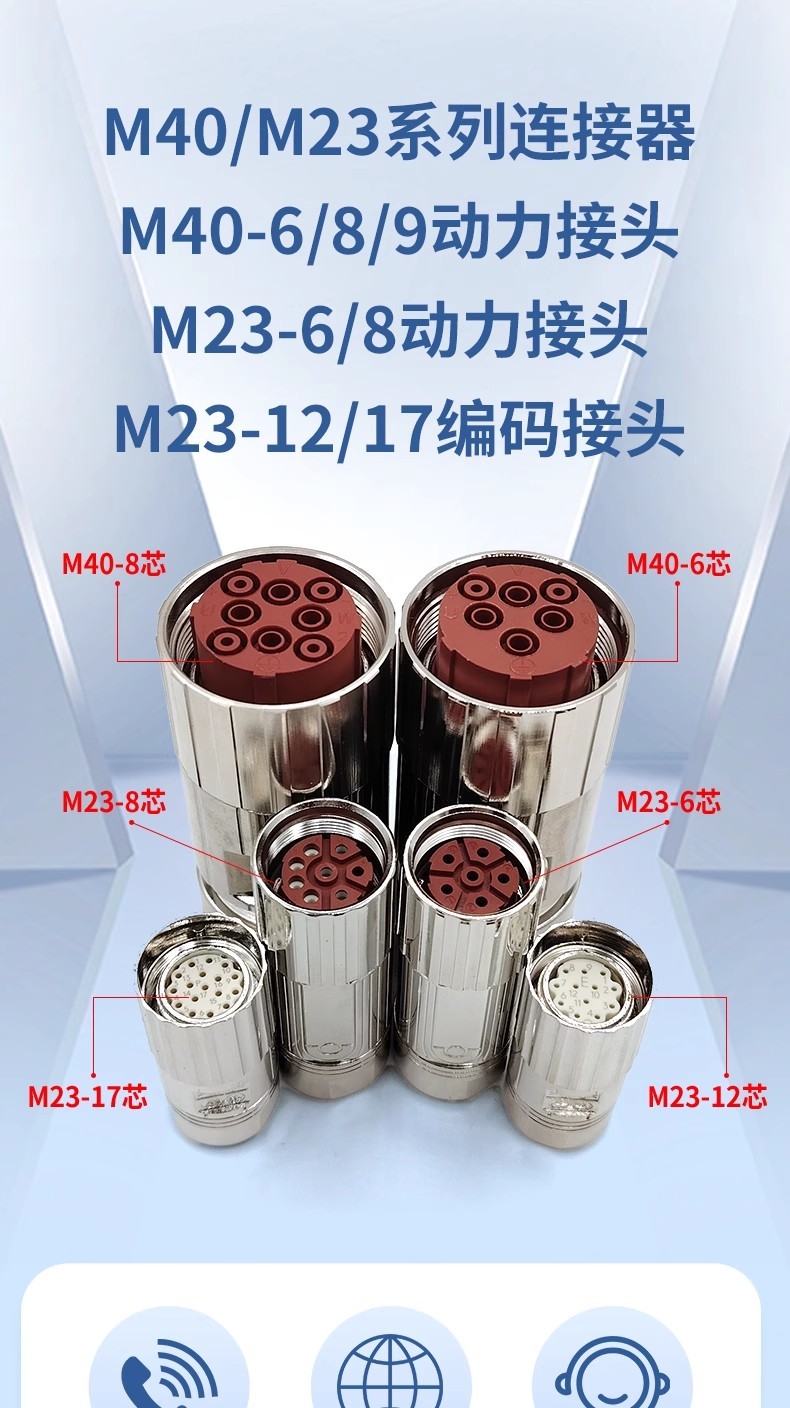 M23 M40 Servo Cable E P Type Motor Connector