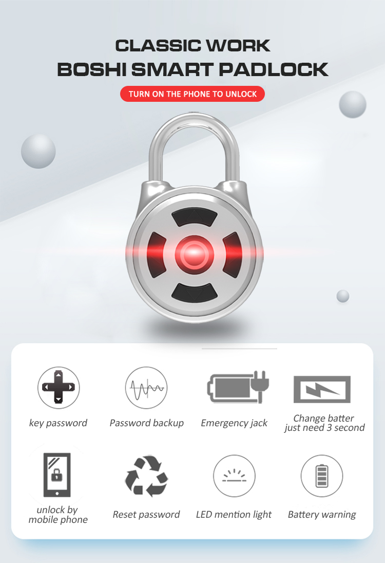 OEM Acceptable Led Light Display Keyless Smart Bluetooth Pad Lock