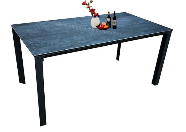 Quality Modern Fixed Dining Table With Chinese Ceramic Streamlined Steel Triangular Legs for sale