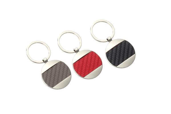 Quality Red Carbon Fibre Leather Key Chains 5mm Pantone Black Leather Key Holder for sale
