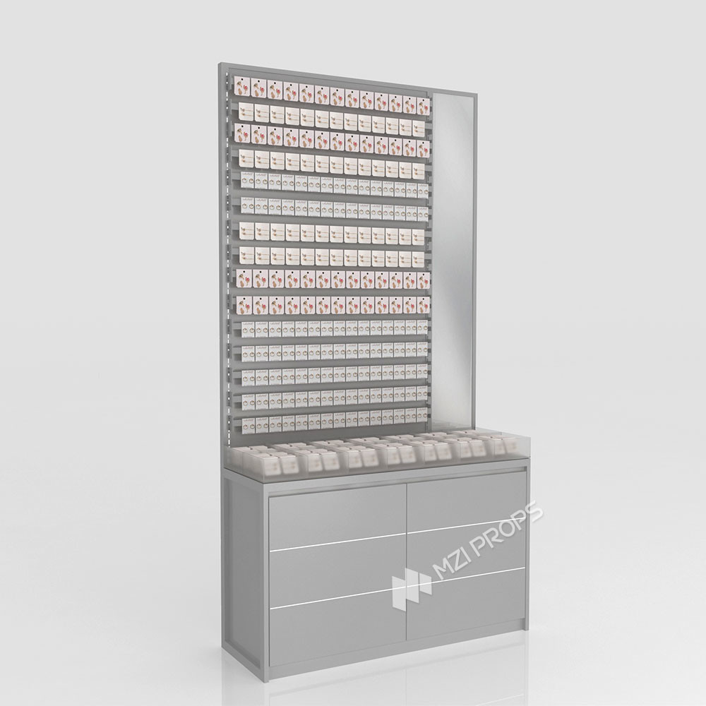 GDR08-SP03 Retail Display Shelf with Hanging Rods and Hooks for Versatile Display Options in Cosmetics Retail Stores