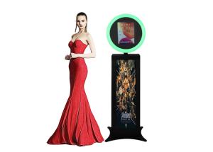Portable Photo Booth Shell Stand For Ipad 12.9'' Rgb With Ring Light Music Sync Box Metal Selfie Detachable