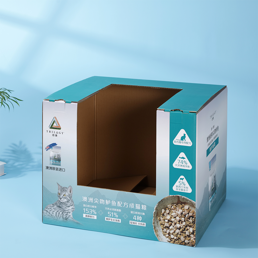 Cardboard Product Display Boxes For Cat Food , Corrugated Board Display Cases With Lids