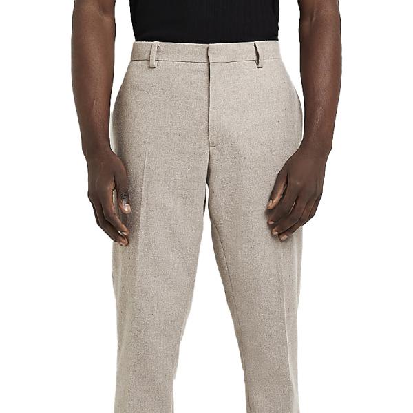 Beige Flannel Mens Tuxedo Suit Custom Stylish Slim Fit