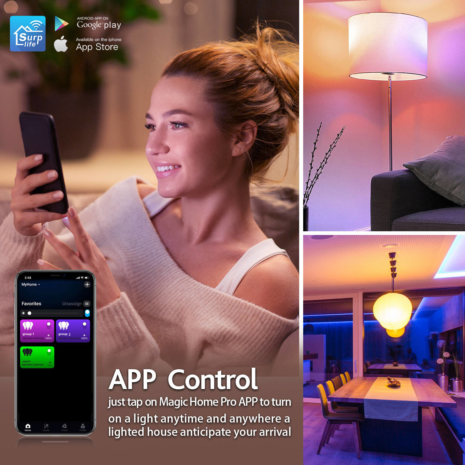 Wifi Light Bulb Bluetooth Light Bulb Remote Control 800lm Smart Bulbs