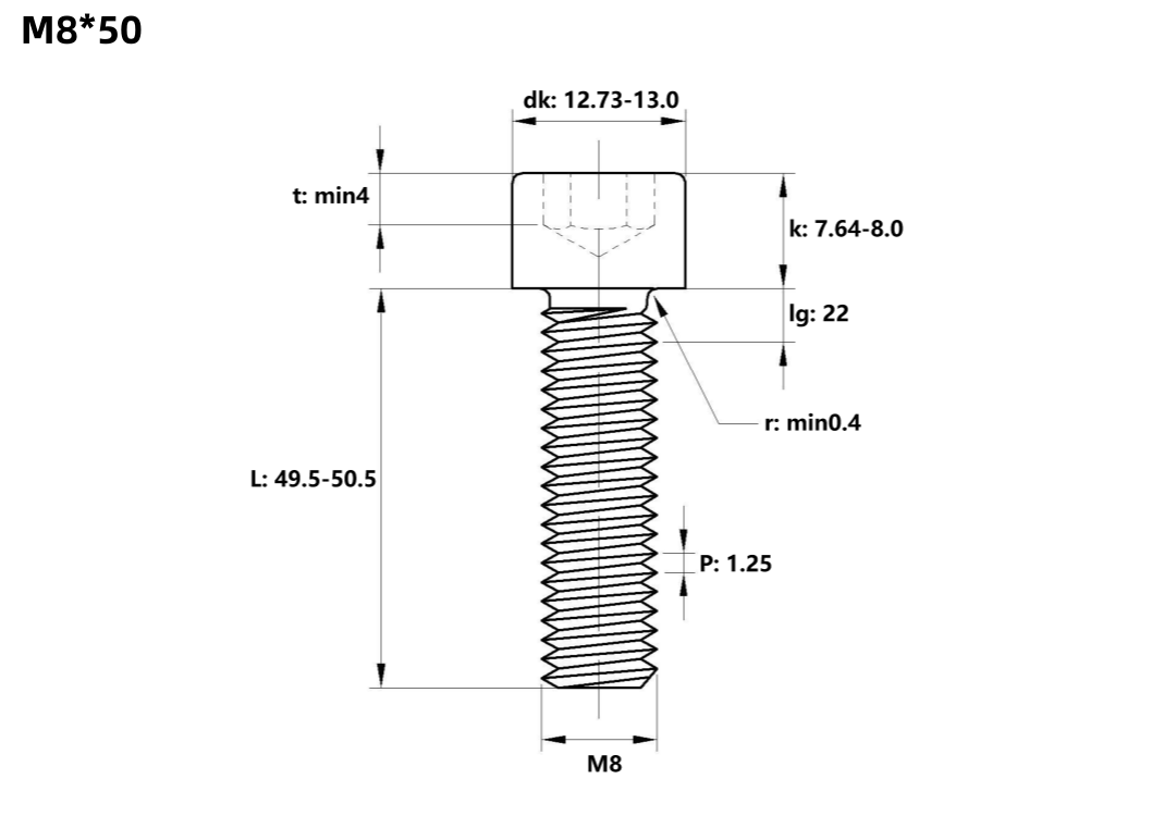 M6 Hastelloy C-276 DIN912 Hex Bolt Plain Finish Hexagon Socket Bolt ANSI Standard DIN912 DIN912 20-50mm
