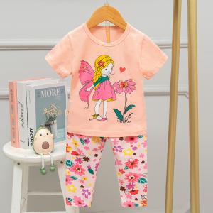 China Flower Spring Children'S Summer Pyjamas Breathable Pure Cotton Pajama Set on sale